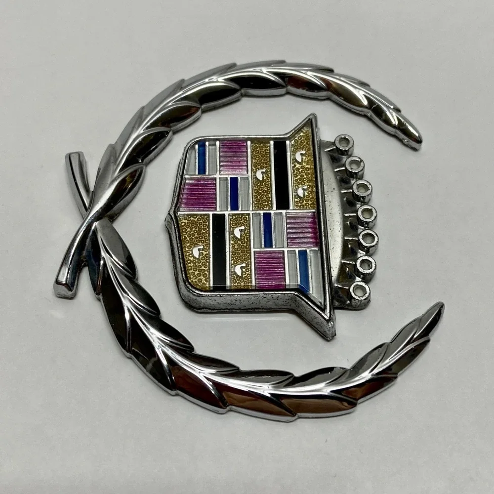 Cadillac Emblems 1970-89 OEM Deville Seville Eldorado Vintage GM Wreaths + Logos